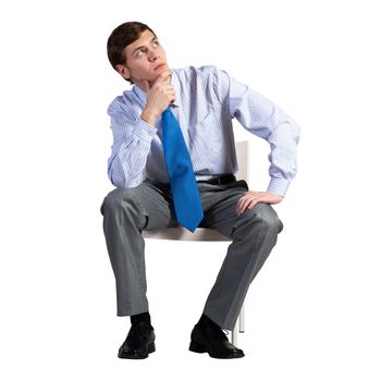 businessman on a chair, isolated over white background