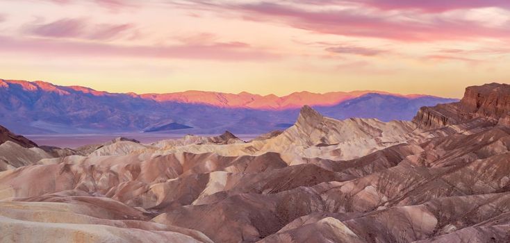 Landscape of Death Valley National Park in California, USA at Zabriskie Point
