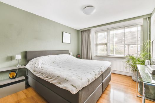 Beautiful interior design of modern and cozy bedroom