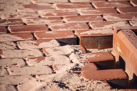 Abstract photo of bricks in the sunlight