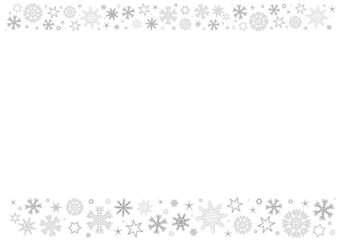 The blank horizontal white paper background with gray winter snowflakes header and footer