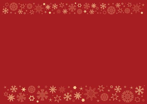 The blank horizontal red paper background with yellow winter snowflakes header and footer