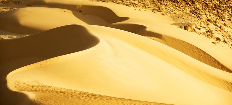 Panoramic view of sand dunes at Sahara Desert,Morocco