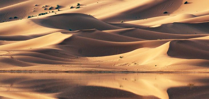 Panoramic view of sand dunes at Sahara Desert,Morocco