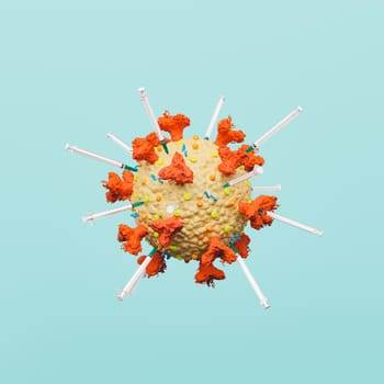 coronavirus cell with syringes. vaccination concept, end of the pandemic and immunization. 3d rendering