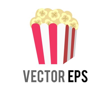 The isolated vector sweet butter pop corn junk food icon with red, white classic paper cup box