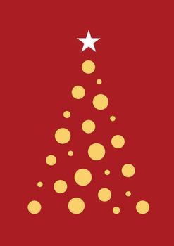 The vertical vector simple white Christmas tree with red card background
