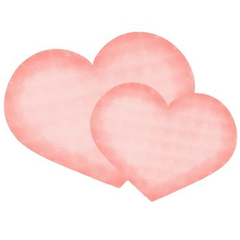 A pair of pink hearts. Watercolor decoration. Decor for cards for Valentine's Day. Bridal hearts