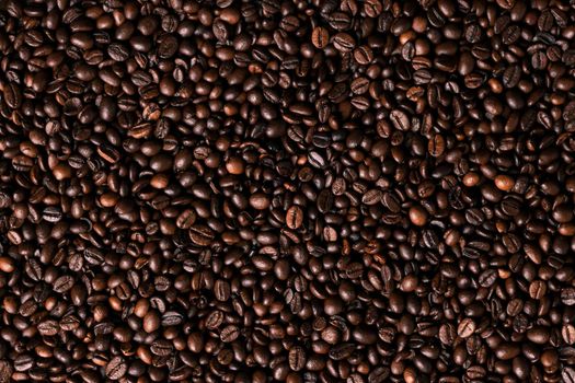 Coffee beans background. Top view. Still life. Copy space. Flat lay