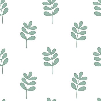 Herbal sprigs greenery seamless pattern. Botanical watercolor leafy background. Template for packaging, paper, wallpaper and fabric