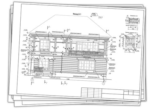 The drawing of a facade of the private house