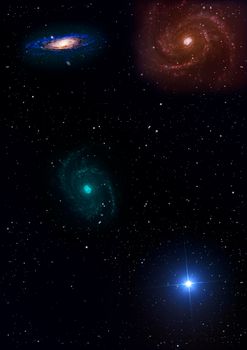 Stars of a planet and galaxy in a free space