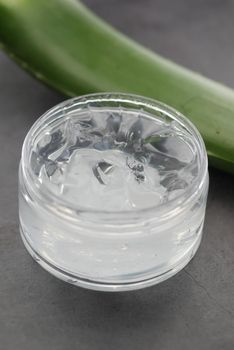 Close-up Fresh Aloe vera sliced and liquid gel on white background ,