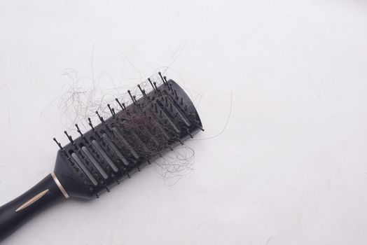 a brush with lost hair on a white background .