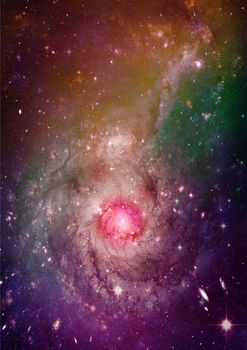 Stars and spiral galaxy in a free space