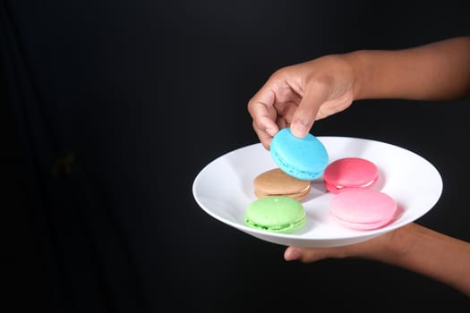 Close up of macaroon in a bowl