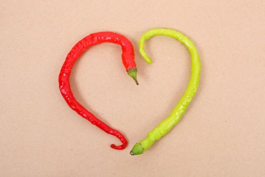 red chile pepper in the form of a heart