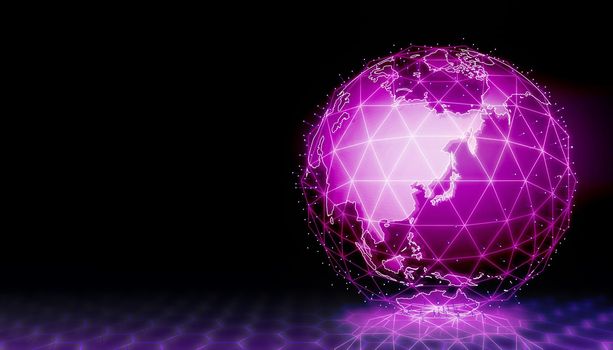 Digital earth web banner ( global network, technology motif ) | text sapce