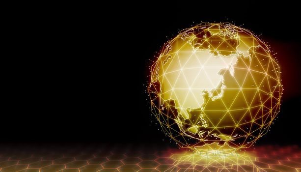 Digital earth web banner ( global network, technology motif ) | text sapce