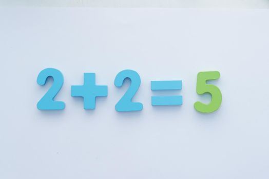 Mistake in math formula on white paper education concept.