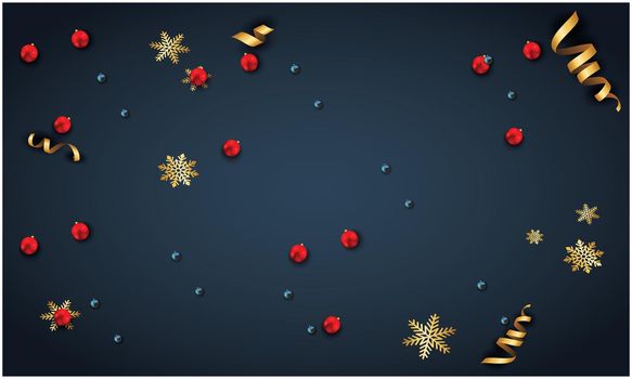 Various Christmas objects on abstract dark background