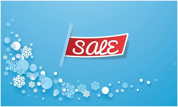 art of sale with various snow flakes on abstract background