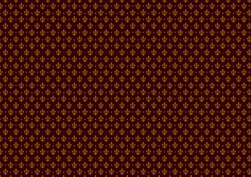 Trendy and stylish poster design with golden pattern on red. Wallpaper background. Close-up