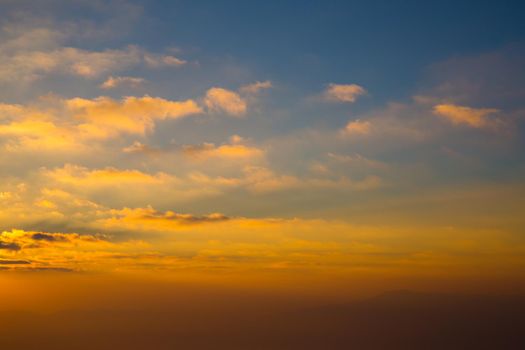 Morning Sun light shine with blue cloudy background