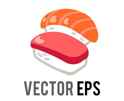 The vector salmon and tuna Japanese sushi food icon