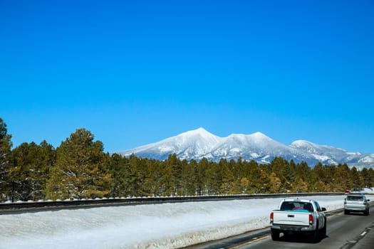 Snow mountain in Humphreys Peak Flagstaff, Arizona US