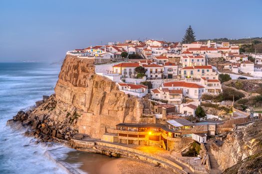 Lovely Azenhas do Mar at the portuguese atlantic coast after sunset