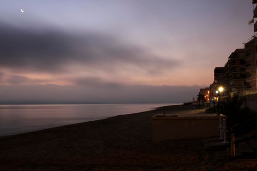 Beautiful Sunrise on the beach in winter in Arenales del Sol, Alicante,southern Spain