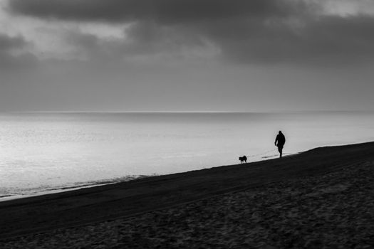 Beautiful Sunrise on the beach in winter in Arenales del Sol, Alicante,southern Spain