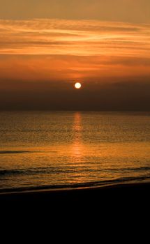 Beautiful Sunrise on the beach in winter in Arenales del Sol, Alicante,southern Spain