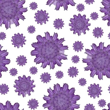 Floral Repeat Pattern. Violet Flower on White Background. Floral Abstract Background. Flower Seamless Pattern.