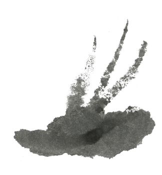 Black Hand drawn Abstract Watercolor Stain Isolated on White Background. Watercolour Spot for Decoration, Poster, Banner, Greeting Cards Design.