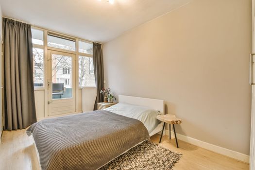 Cozy bedroom with a huge bed and pillows