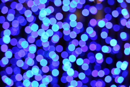 big aqua blue abstract of blur and bokeh glow interior and light night garden