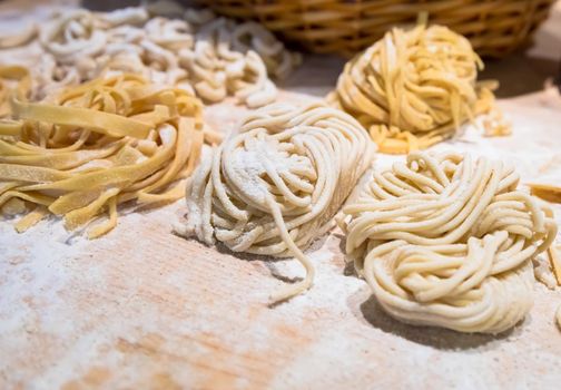 Rome, Italy. A closeup of traditional Italian cuisine. Preparation of delicious Bucatini pasta.