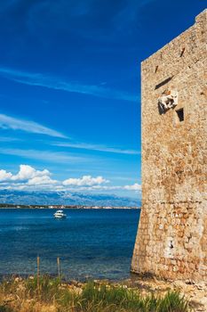 Kastelina castle, fortress ruins on Vir island, Croatia, Europe. Summer time.