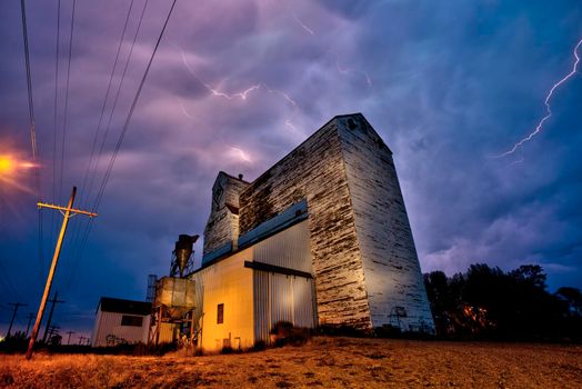 Major lightning Saskatchewan storm in summer rural Canada