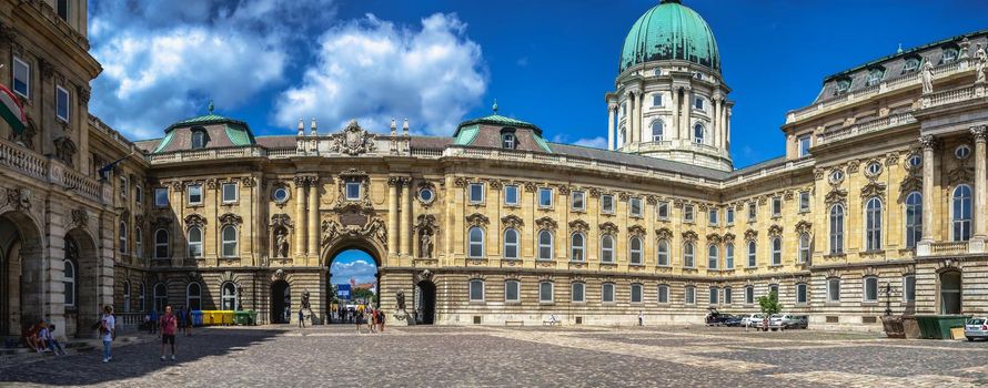 Budapest, Hungary 18.08.2021. Lions yard of the Buda Castle Palace in Budapest, Hungary, on a summer day