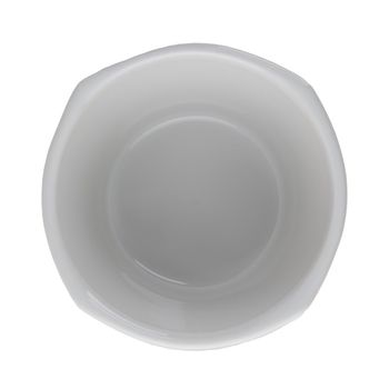 White ceramic bowl on white reflective background