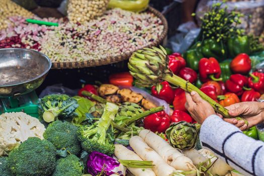 The variety of vegetables in the Vietnamese market.