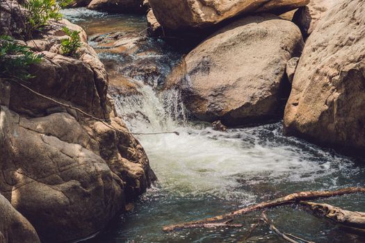 The landscape photo, beautiful waterfall in rainforest, Nha Trang Thailand