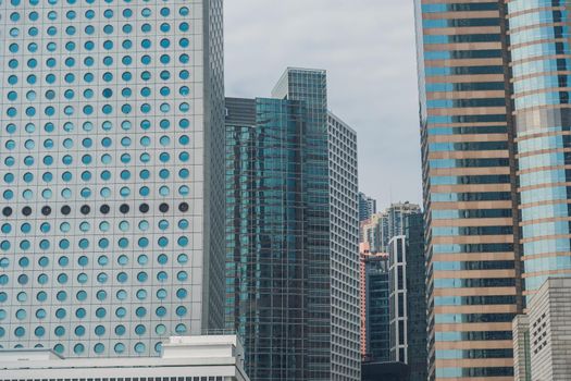 Hong Kong - May, 25, 2017 Toned image of modern office buildings in central Hong Kong.