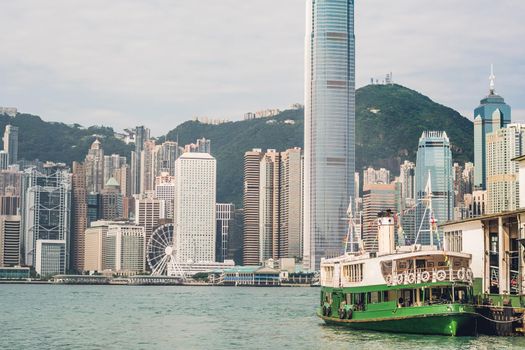 panoramic view of victoria harbor in Hong Kong,China.