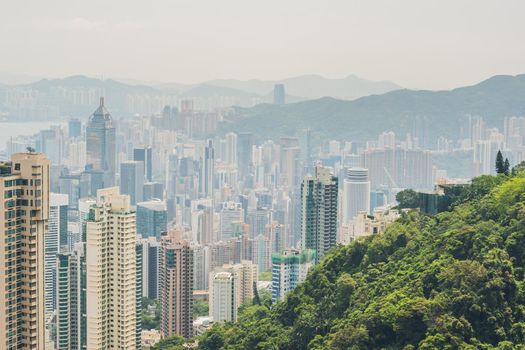 Hong Kong skyline. View from Victoria Peak.