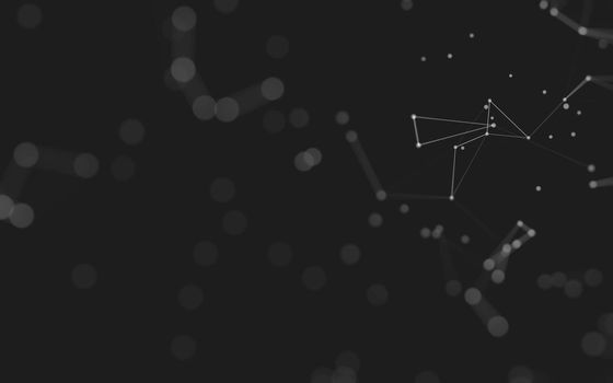 Abstract background. Molecules technology with polygonal shapes, connecting dots and lines. Connection structure. Big data visualization. 