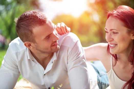 A young couple in love in the park. Time with your loved ones